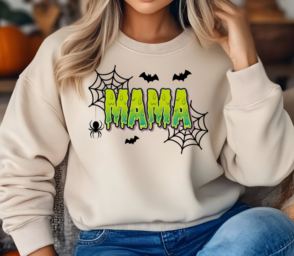 Spooky Mama Green Words Sweatshirt