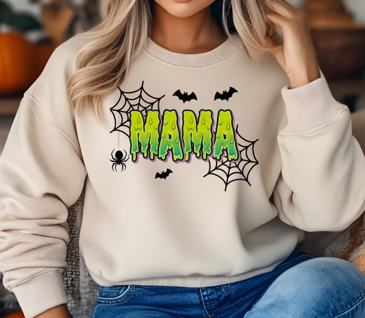 Spooky Mama Green Words Sweatshirt