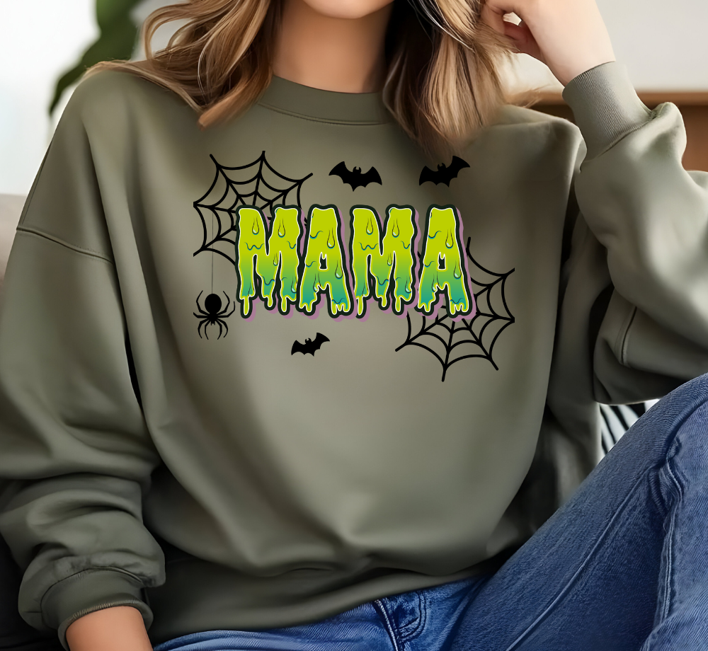 Spooky Mama Green Words Sweatshirt