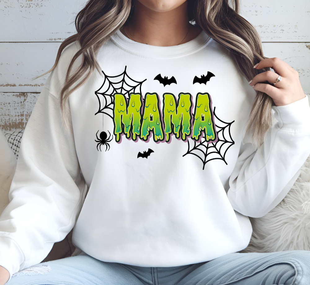 Spooky Mama Green Words Sweatshirt