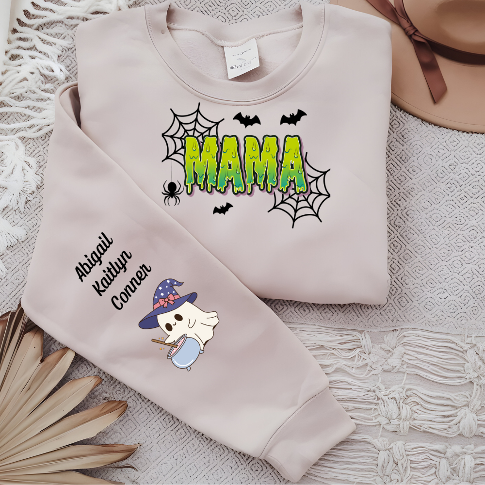 Spooky Mama Green Words Sweatshirt