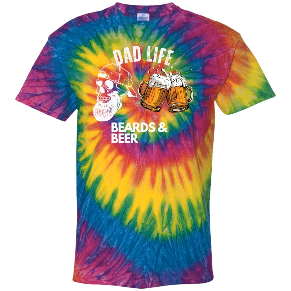 Dad Life Beards & Beer| Cotton Tie Dye T-Shirt