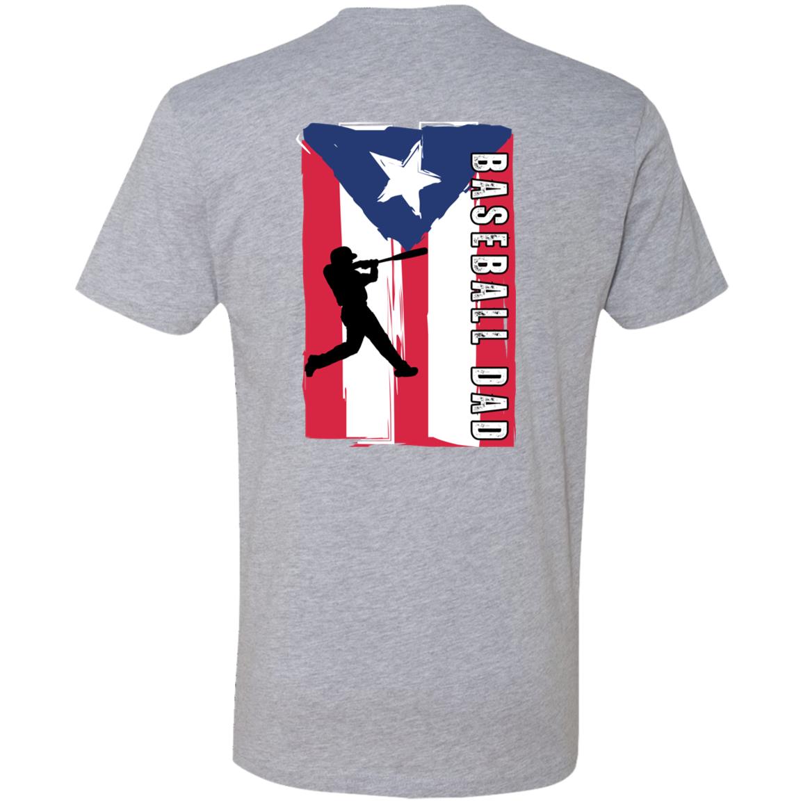 Baseball Dad Puerto Rican Flag | Premium Short Sleeve T-Shirt