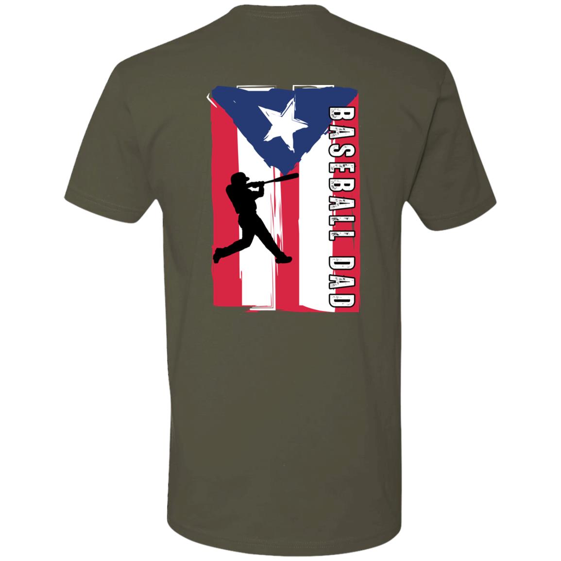 Baseball Dad Puerto Rican Flag | Premium Short Sleeve T-Shirt