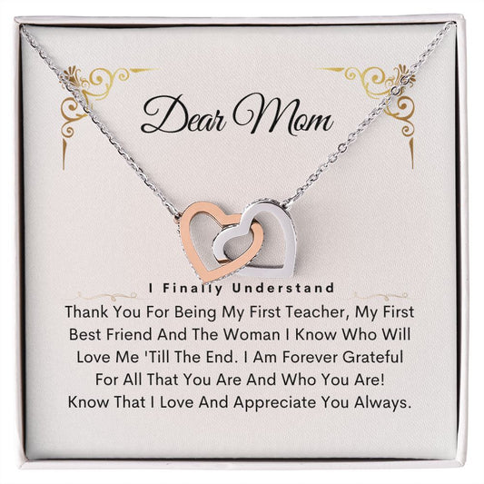 Interlocking Heart Necklace- Dear Mom