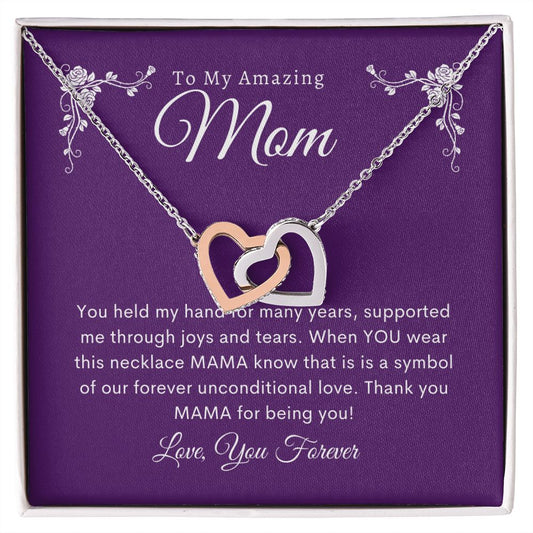 Interlocking Heart Necklace- Amazing Mom