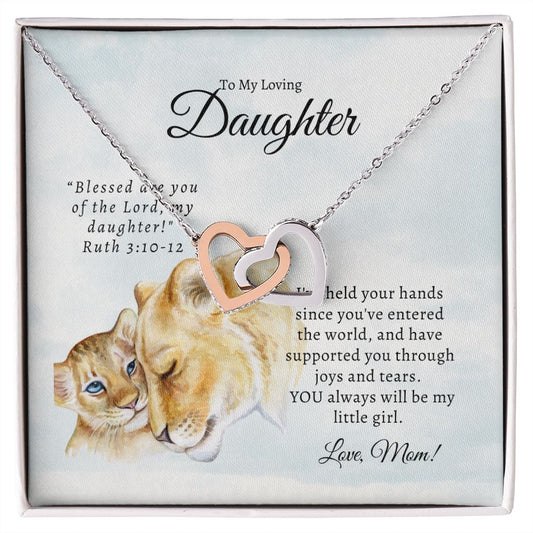 Interlocking Heart Necklace- Loving Daughter  Scripture