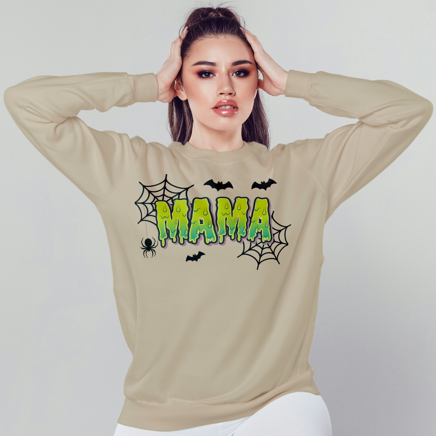 Spooky Mama Green Words Sweatshirt