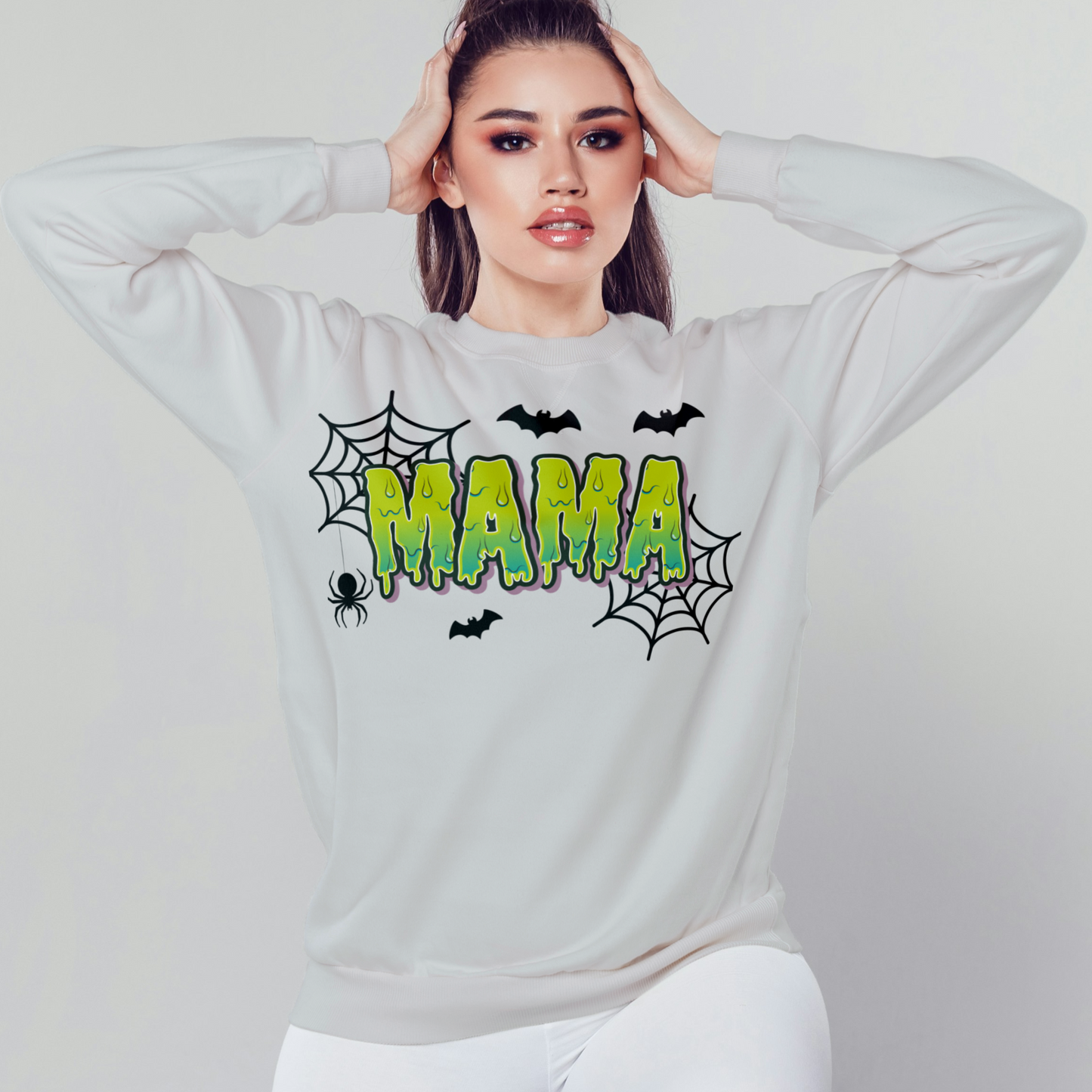 Spooky Mama Green Words Sweatshirt