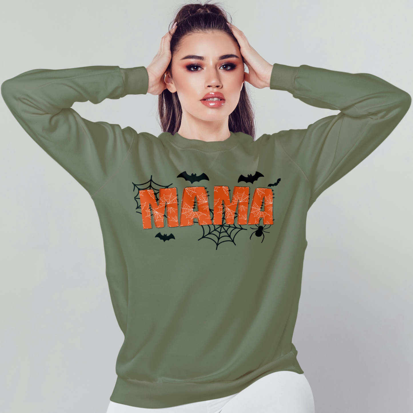 Spooky Mama Green Words Sweatshirt