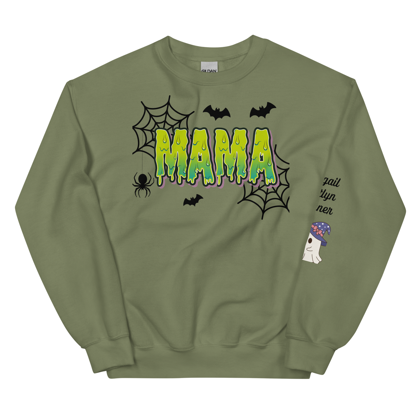 Spooky Mama Green Words Sweatshirt