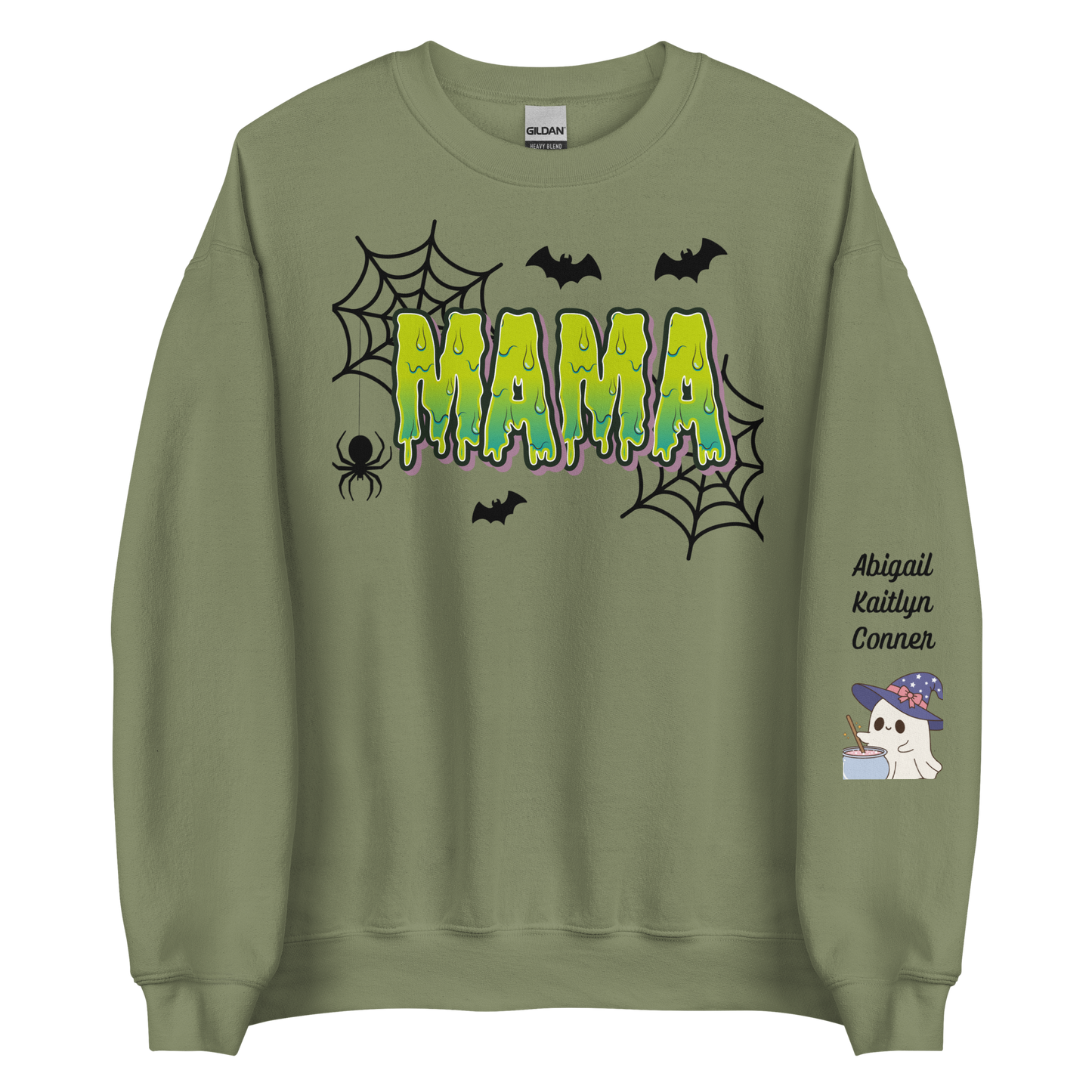 Spooky Mama Green Words Sweatshirt