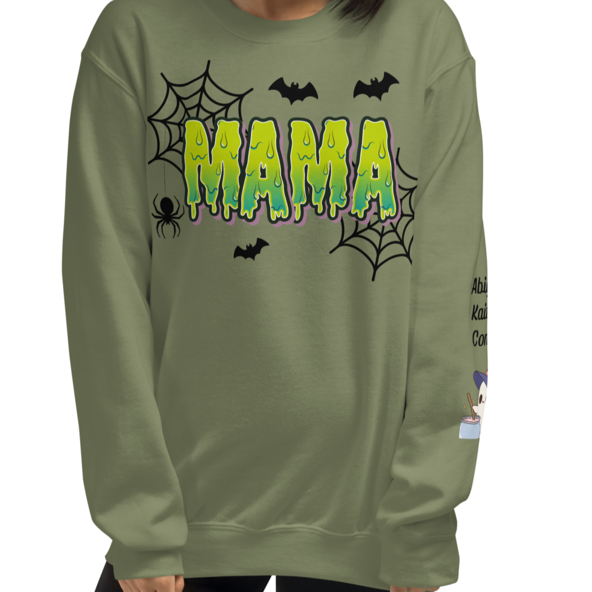 Spooky Mama Green Words Sweatshirt